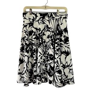 Cynthia Rowley | Stretch Jersey Black+White Printed Midi Skirt | size Medium
